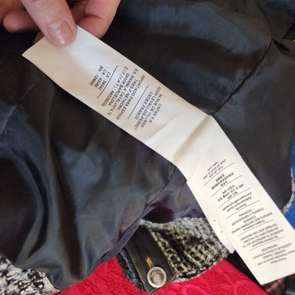 Flawless Morgan de toi unique tweed denim fringe unique jacket blazer T 40 L - Picture 9 of 13